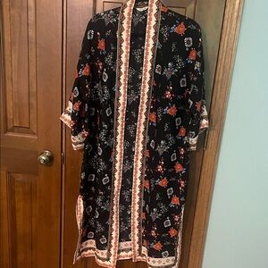 Max Studio Black Floral Kimono